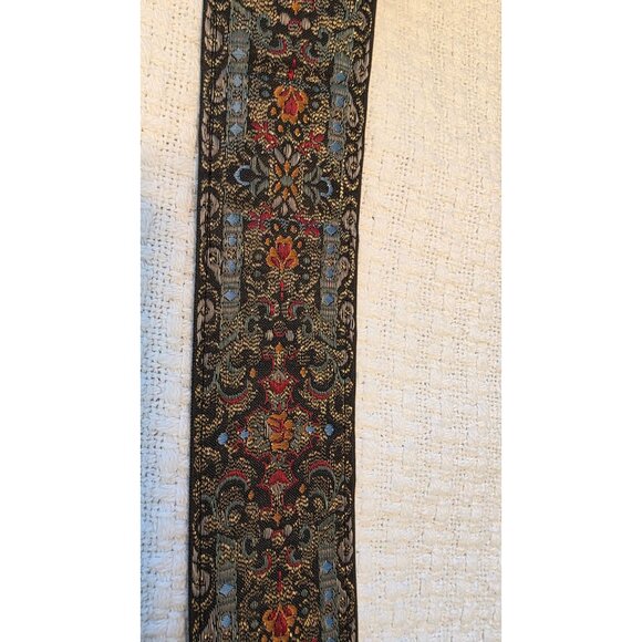 Vintage Boho Tapestry Waist Belt Suede Fringe Ties Hippie Gypsy Style - Picture 1 of 12